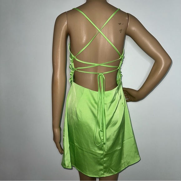 Nasty Gal Lace Up Back Satin Cami Mini Dress - Picture 4 of 10